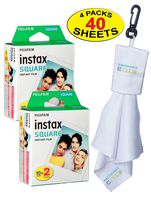 Fujifilm Instax Square Instant Film - 40 Exposures - for use with The Fujifilm instax Square Instant Camera with ElectronicsClub Microfiber Cloth
