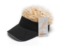 OBERORA Flair Hair Visor Sun Cap Wig Peaked Adjustable Baseball Hat with Spiked Hairs