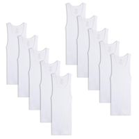 Fruit of the Loom Boys' Cotton Tank Top Undershirt (Multipack), Boys - 10 Pack - White, Medium