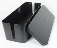 JK Home and Office Wire and Cable Organizer Box - Fits Long Power Strips - Large Clean-Look Management - Hide Ugly Cords, Surge Protectors, USB Sticks to De-Clutter Your Home - Includes 2 Wire Ties