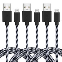 iSeeker Bundle of 3 Durable 6.6ft/2m Nylon Braided Tangle-Free Micro USB Cable Compatible for Android, Galaxy s7 s6, Motorola, Nokia and More