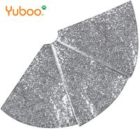 yuboo Silver Christmas Tree Skirt, 48-Inch Embroidery Sequin Double Layer Christmas Tree Decorations