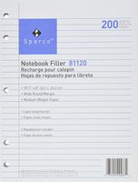 Filler Paper, 5-HP, Wide Ruled, 10-1/2 x 8 Inches, 200/Pack, White