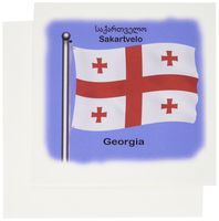 3dRose The flag of country Georgia waving with Georgia written in English and Georgian. - Greeting Cards, 6 x 6 inches, set of 12 (gc_63156_2)