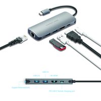 Pepper Jobs USB C Gigabit Ethernet Adapter,USB C Adapter with Gigabit Ethernet,2 USB 3.0 Port,HDMI Port,And PD Port,Type C Charging Hub Compatible for 2016 2017 MacBook Pro 13 15, MacBook 12, Dell XPS