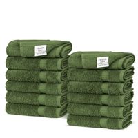 Chakir Turkish Linens Turkish Cotton Luxury Hotel & Spa Bath Towel, Wash Cloth - Set of 12, Moss