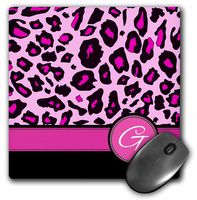 Personalized initial G monogram hot pink and black leopard pattern - Mouse Pad, 8 by 8 inches (mp_154408_1)