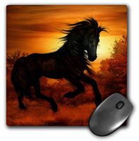 3dRose LLC 8 x 8 x 0.25 Inches Mouse Pad, Black Wild Horse Running in The Sunset (mp_62897_1)