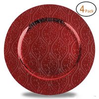 Fantastic:) Round 13 Inch Plastic Charger Plates with Eletroplating Finish (4, Moslem Red)
