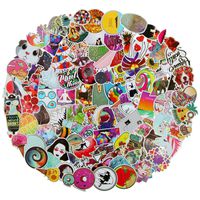 100Pcs Cute Teen Girl Decal Stickers for Laptop and Water Bottles,Waterproof Durable Trendy Transparent Vinyl with Gold Rim Decal Stickers Pack for Water Bottles, Computer, Travel Case (Gold Stamp)