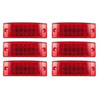 [ALL STAR TRUCK PARTS] Qty 6 - Red 21 LED Side Marker Clearance Light Rectangle 12V Truck Trailer Camper