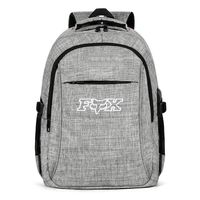 Laptop Backpack Waterproof Fox-White-Logo- College School Bookbag with USB Charging Port for Men Womens College Backpack Fits 15.6 Inch Laptop Notebook-Grey