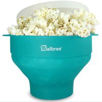 Original Salbree Microwave Popcorn Popper, Silicone Popcorn Maker, Collapsible Bowl BPA Free -18 Colors Available (Aqua)