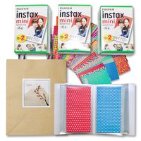Lazur] Fujifilm instax Mini Instant Film 20×3pack (60 Exposures) + 60 Sticker Frames + 60 Pocket Mini Photo Album for Fujifilm Instax Mini 7s 8 8+ 9 25 26 50s 70 90 Film + Gift Bag