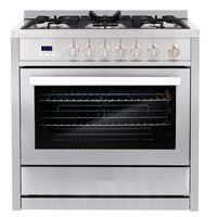 Cosmo COS-965AGC 36 in. 3.8 cu. ft. Single Oven Gas Range with 5 Burner Cooktop and Heavy Duty Cast Iron Grates in Stainless Steel