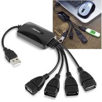 Insten USB 2.0 Flexible 4-Port Self-Powered Mini Hub Compatible With Sony Playstation 3 PS3 Slim Xbox 360 Nintendo Wi/ Apple iPhone 7/ 7 Plus/ 6S/ 6S Plus, Samsung Galaxy S7 Edge/ S7
