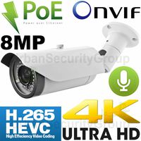 USG Ultra 4K 8MP @ 30FPS IMX274 Chip H.265 IP Bullet Security Camera + RCA Audio : 8MP 4mm Lens, Power Over Ethernet, 42x IR LEDs, Weatherproof, ONVIF 2.4 : Phone Ap