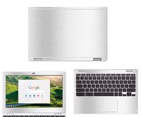 Decalrus - Protective Decal for Acer ChromeBook 11 R-11-CB5-132T, R11-C738T (11.6" Screen) Laptop Silver Texture Brushed Aluminum Skin Skins case Cover wrap BAacerChrmbkR11Silver