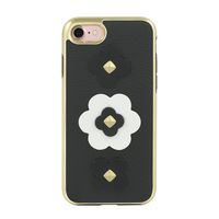 Rebecca Minkoff iPhone 7 Case, Luxe Double Up Designer Phone Case fits Apple iPhone 7 - Guitar Strap Flower Black/Cream/Gold