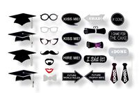 Graduation Photo Booth Props Kit - Any Year - Black, Silver - 20 Count
