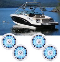 (4) Memphis Audio MXA602SLW 80 Watt 6.5" White Marine LED Speakers for Boat