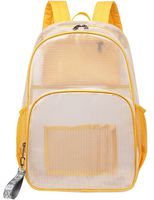 Mygreen Heavy Duty Clear Backpack Durable Multi-Pockets See Through Student School Bookbag Waterproof Transparent Beach Girls Travel Bag (Yellow, Large)