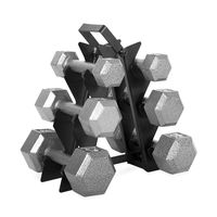 WF Athletic Supply Dumbbell Set with Storage Rack (60 LB Solid Hex Dumbbell Set)