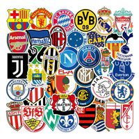 50 Pcs Soccer Club Football Club Premier League Stickers for Water Bottle Laptop Car Motorcycle Bicycle Bike Skateboard Luggage Baggage Box Guitar