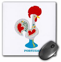 3dRose 8 x 8 x 0 25 Inches The White Portuguese Rooster or Galo De Barcelos Mouse Pad (mp_160671_1)