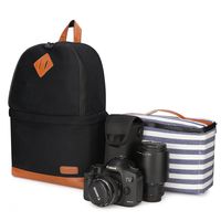 Kattee Professional Canvas SLR DSLR Camera Backpack Laptop Bag Case with Waterproof Rain Cover for Canon Nikon Black