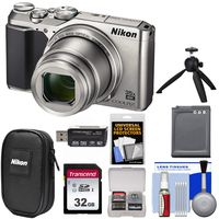 Nikon Coolpix A900 4K Wi-Fi Digital Camera (Silver) with 32GB Card + Battery + Case + Grip + Kit