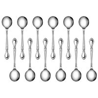 New Star Foodservice 58741 Stainless Steel Rose Pattern Bouillon Spoon, 6.1-Inch, Set of 12...