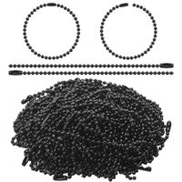 100pcs 12cm Ball Bead Chains Beaded Pull Chain Extension (2.4mm Diameter) with Connector Clasp for Label Tags, Jewellery Making, Keychain or Badge Holders(Black)
