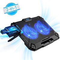 Laptop Cooler 15.6 Inch, Mbuynow 2 in 1 Laptop Cooling Pad with Mini Vacuum USB Laptop Fan - Slim Portable - Intelligent Temperature-Control, Silencer, 8 Level Adjustable Height Stand and Phone Holder