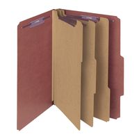 Smead Pressboard Classification File Folder with SafeSHIELD Fasteners, 3 Dividers, 3" Expansion, Legal Size, Red, 10 per Box (19092)