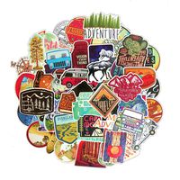 Linzze Stickers 65-Pcs Pack Waterproof Vinyl Bumper Decals Perfect Graffiti for Laptop Car Skateboard Water Bottle Travel Case Guitar Luggage Motorbikes (Outdoors Travel)