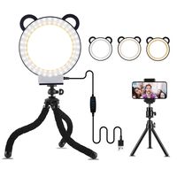 Selfie Ring Light: 6inch Led Ring Light Kit with Tripod & Phone Holder,Lusweimi Mini Tabletop Light for Live Stream/Makeup/YouTube Video, 3 Light Modes & 11 Level (Black)