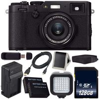 Fujifilm X100F Digital Camera (Black) International Model 16534651 + NPW-126 Replacement Lithium Ion Battery + 128GB SDXC Class 10 Memory Card Bundle