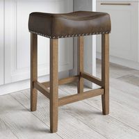Nathan James Hylie Nailhead Wood Pub-Height Kitchen Counter Bar Stool 24", Dark Brown/Light Brown