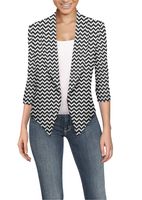 Womens Casual Work Office Open Front Blazer JK1133X 10476 Black/IVOR 1X