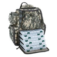 Piscifun Fishing Tackle Backpack with 4 Trays Large Capacity Waterproof Fishing Tackle Bag with 4 Tackle Boxes and Protective Rain Cover Digital Camouflage