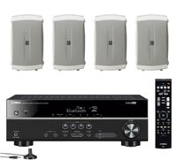 Yamaha 5.1-Channel Wireless Bluetooth 4K A/V Home Theater Receiver + Yamaha Natural Sound 2-Way 120 watts 2-Way Indoor/Outdoor Weatherproof Speakers (Set of 4)