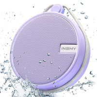 INSMY Portable IPX7 Waterproof Bluetooth Speaker, Wireless Outdoor Speaker Shower Speaker, with HD Sound, Support TF Card, Suction Cup, 12H Playtime, for Kayaking, Boating, Hiking (Purple)