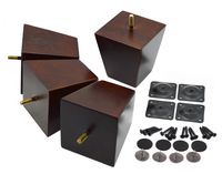 4 Inch Wood Furniture Legs Squared Tapered Finish, Set of 4. Great Sofa Legs with Mid-Century Modern Style, IKEA Conversion Kit Also Suitable for Coffee Table and Bed Legs.