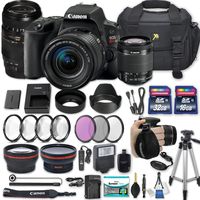 Canon EOS Rebel SL2 DSLR Camera with EF-S 18-55mm f/4-5.6 is STM Lens + 70-300mm f/4-5.6 Lens + 2 Memory Cards + 2 Auxiliary Lenses + HD Filters + 50" Tripod + Premium Accessories Bundle (25 Items)