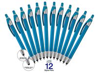 12 Pack Teal Stylus with Ball Point Pen for iPad Mini, iPad 2/3, New iPad, iPhone 5 4S 4 3GS, iPod Touch, Motorola Xoom, Xyboard, Droid, Samsung Galaxy Asus (12 Pack Teal)