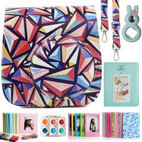 CAIUL Compatible Mini 9 Camera Case Bundle with Album, Filters Other Accessories for Fujifilm Instax Mini 9 8 8+ (Color Rhombic, 7 Items)
