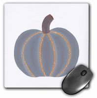 3dRose LLC 8 x 8 x 0.25 Inches Mouse Pad, Painting of A Gray Pumpkin Trimmed in Orange Lights for Halloween (mp_62911_1)