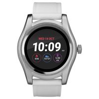 iConnect by Timex TW5M31700 Silver-Tone Round Smartwatch, White Silicone Strap