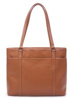 Overbrooke Classic Laptop Tote Bag, Tan - Vegan Leather Womens Shoulder Bag for Laptops up to 15.6 Inches